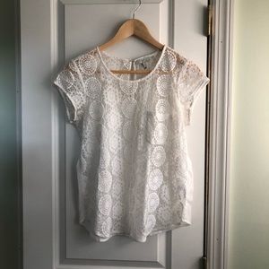 Joie Sheer Ivory Lace Top